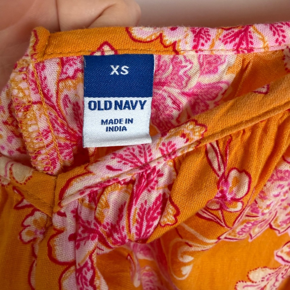 Old Navy Tie Shoulder Tasseled Floral Print All Day Maxi Swing Dress XS Resort‎ - Picture 8 of 13